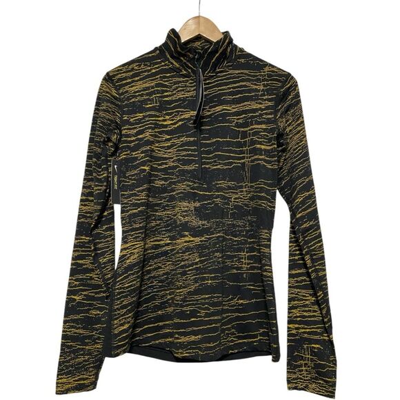 NEW Nike Pro Victory Gold Metallic Crackle Black Half Zip Pullover Medium - Picture 1 of 13